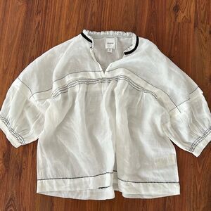 Maeve White Blouse with Black Trim